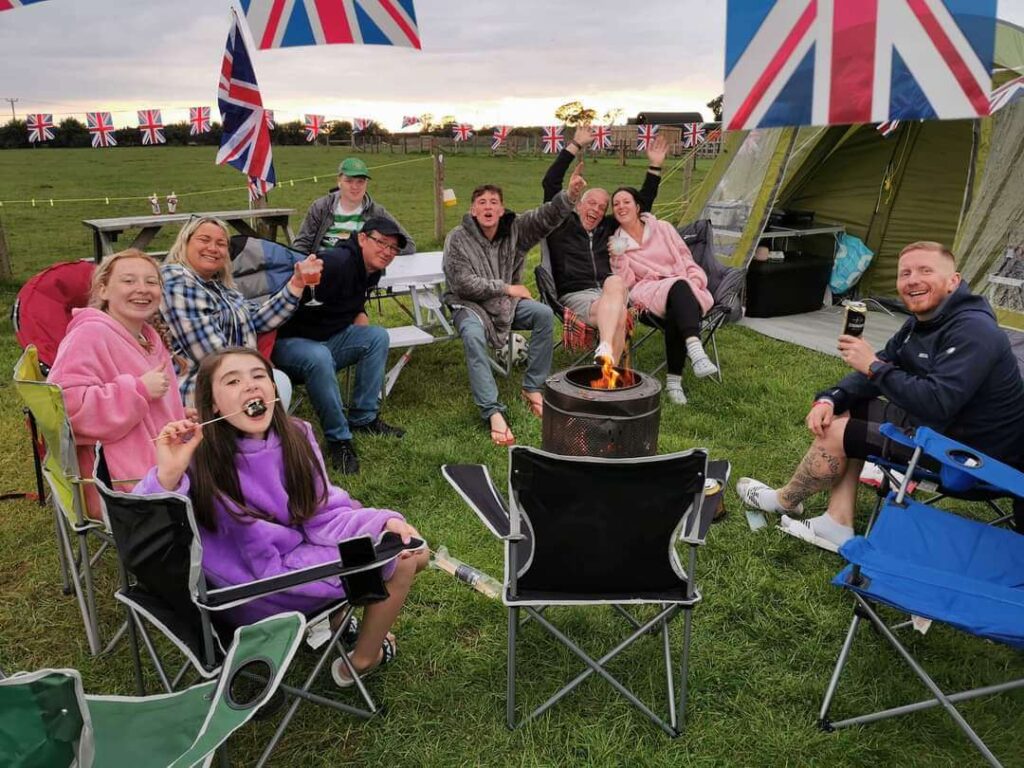 family camping pitch