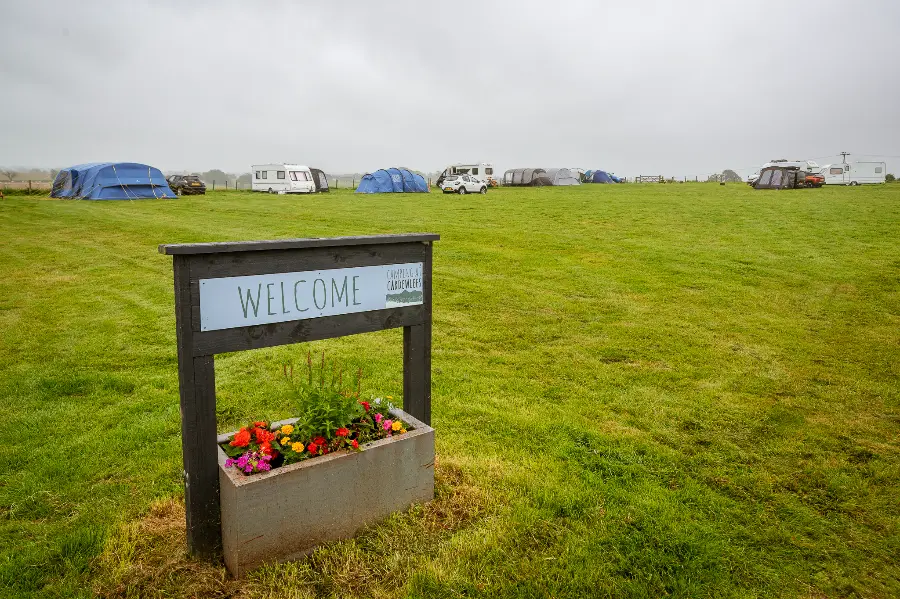 Welcome sign at Camping at Cardewlees