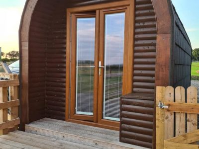 Entrance to the camping pod
