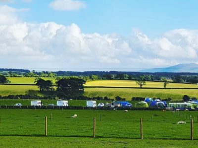 Campervans pitched on the Campsite