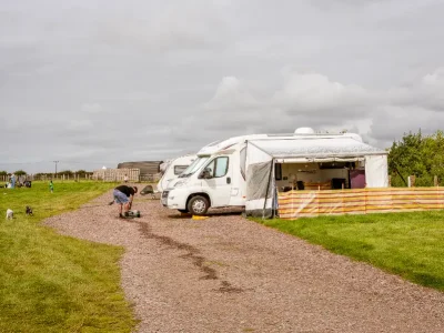 Caravans on a hard pitch