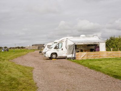 Caravans on a hard pitch