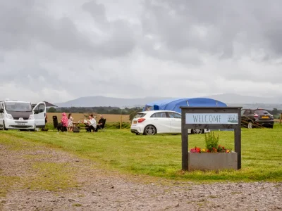Welcome sign at Camping at Cardewlees