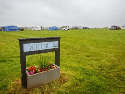 Welcome sign at Camping at Cardewlees